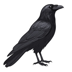 Fototapeta premium Crow Black raven bird vector illustration isolated on white background
