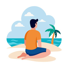 man on the beach isolate on transfer background