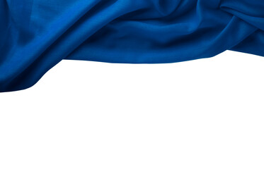 Elegant draped dark blue fabric with soft folds
