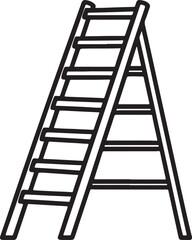 ladder line art, black outline, vector and illustration, coloring book page line art drawing