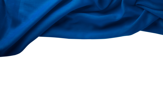 Elegant draped dark blue fabric with soft folds