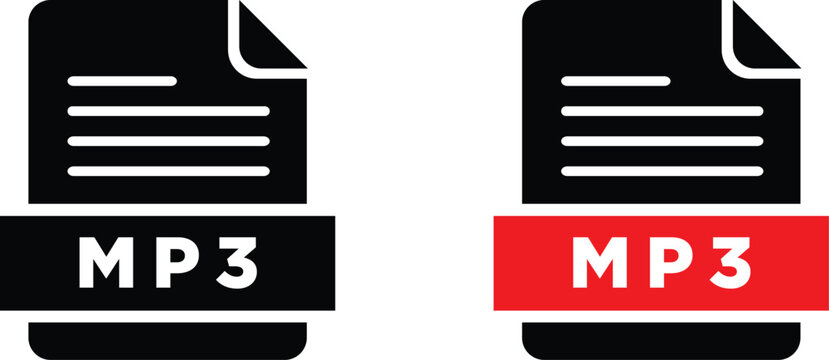 mp3 file icon format. Simple flat design style.