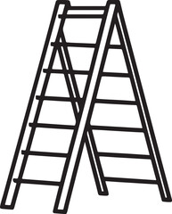 ladder line art, black outline, vector and illustration, coloring book page line art drawing
