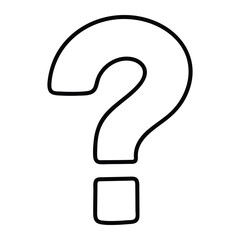 Question mark vector illustration. Hand-drawn punctuation symbol in doodle style. Black line art isolated on white background.