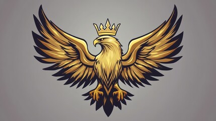 Obraz premium Golden eagle emblem, majestic, heraldic design, background, logo potential