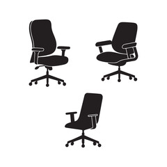 office chairs silhouette vector art illustration design 