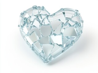 Cracked Transparent Glass Heart Symbolizing Fragility  
