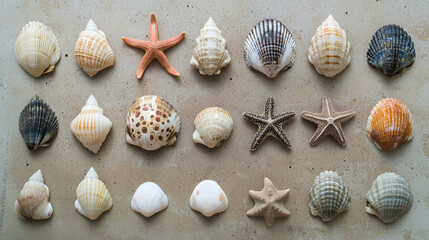 seashells on a white background