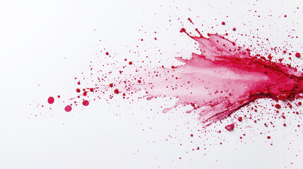 Vibrant red watercolor splash with dynamic splatters and drips, creating energetic and artistic effect