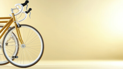 vintage bicycle with sleek design and warm color palette, set against soft golden background, evokes sense of nostalgia and elegance