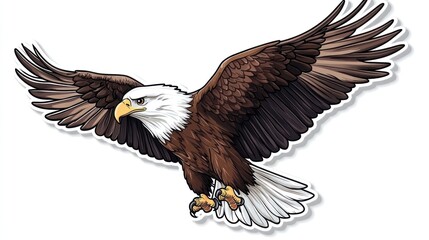 Obraz premium Soaring bald eagle, wildlife illustration, perfect for nature themes