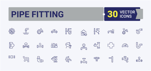 Plumbing linear icon. It contains symbols to engineer, construction, equipment, leak, pipe fitting, bathroom. Line with editable stroke. Editable vector icon.