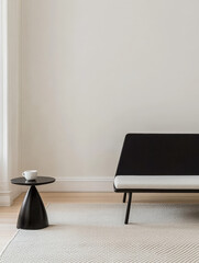 Modern minimalist living room with elegant furniture and neutral decor