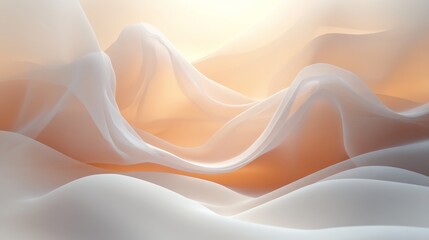 Abstract flowing white fabric drapes over warm colored background