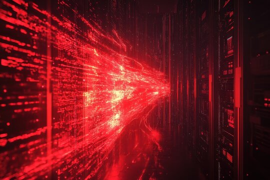Dynamic red visual representation of data streaming through a digital server environment