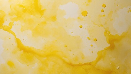 Abstract Yellow Watercolor Texture Background with Splashes and Stains
