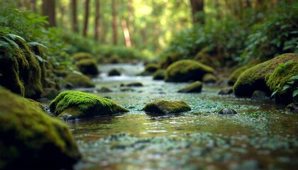 Tranquil Stream in Lush Forest