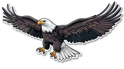 Fototapeta premium Bald eagle in flight, isolated, graphic design, for print or web use