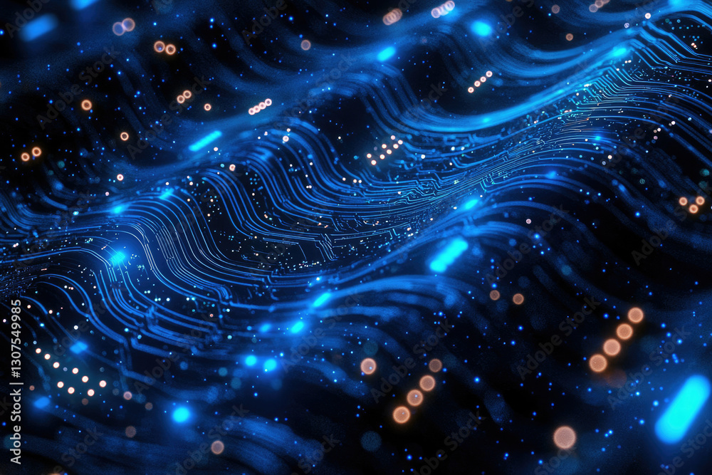 Aufkleber abstract digital wave representing data flow, futuristic technology, and network connectivity.