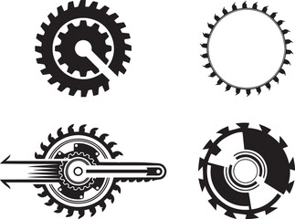 Abstract Mechanical Design Set with Gears and Saw Blades