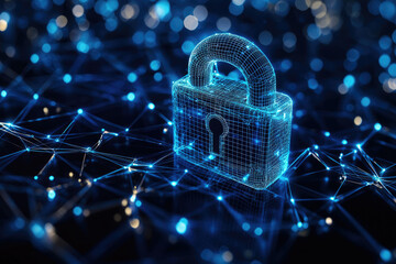 Digital lock symbolizes cybersecurity, data protection, and network security in a digital world.