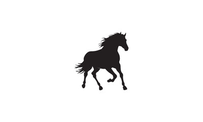 Realistic Horse running Silhouette Logo