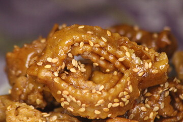 Chebakia Close Up, Sweet Moroccan Cookie