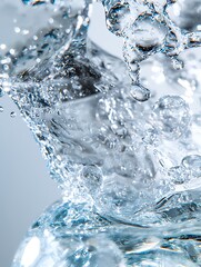 Realistic water splash captured mid-air, isolated on a white background, showcasing the dynamic movement and crystal-clear droplets for maximum impact.