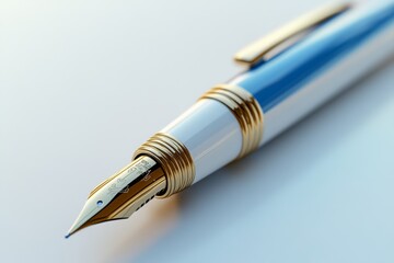 Elegant Blue and White Fountain Pen