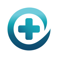 Obraz premium Medical Logo Healthcare Symbol. White Cross Sign Negative Space with Green Blue Circle Origami isolated on White Background. Flat Vector Logo Design Template Element.