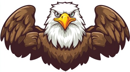 Obraz premium Cartoon eagle in aggressive pose, digital art, graphic design, possible use for logo or print