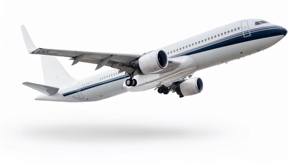 Ascending Aircraft: Completely Isolated on White Background