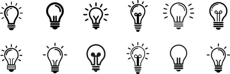 idea generation, light bulb symbol, lamp icon vector art illustration isolated on transparent background
