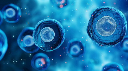 This Stem cells are shown in detail, highlighting their ability for tissue renewal and regeneration.
