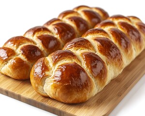 Fresh braided bread on cutting board