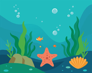 Fototapeta premium Calm Marine Environment with Sea Elements 