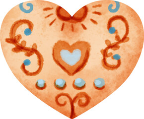 watercolor gingerbread heart