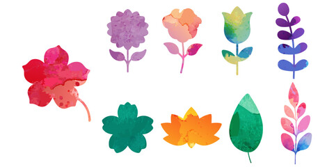 Watercolor Flower, Painting flower icons