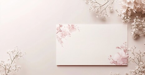 minimalist and elegant empty paper, gift certificate design featuring soft pastel tones, delicate floral elements, and a clean aesthetic. copy space for beauty, wellness, spa