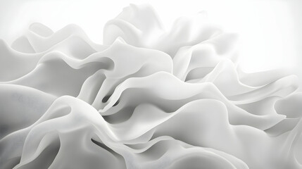Obraz premium Abstract White Fabric Waves Elegant, flowing texture; ideal for design backgrounds or website banners