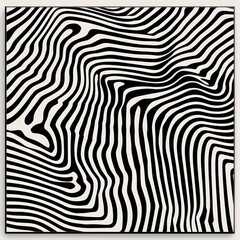 Abstract Black and White Wavy Line Pattern Illustration