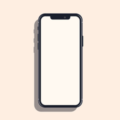 Modern smartphone mockup with a blank white screen, isolated on a white background. Perfect for mobile app design, communication, and technology illustrations in vector format.