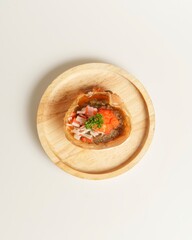Delicious appetizer with seafood, garnishes, and vibrant colors