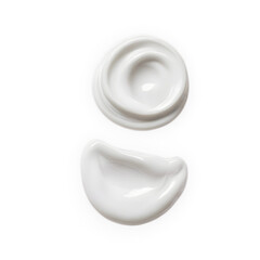 Smooth white cosmetic cream texture on a transparent background for skincare and beauty design.

