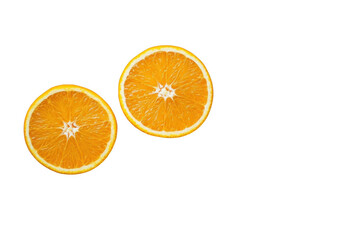 Fototapeta premium Isolated orange fruit cut in half on a white background, top view. Isolated with studio lighting