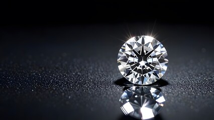 A brilliant cut diamond on black background
