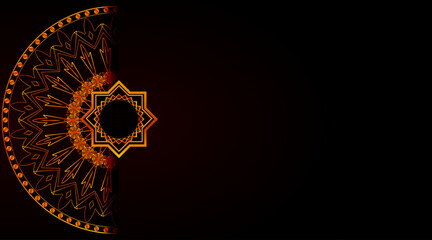 Card design | Floral card design with mandala and shadow | Gradient background with star and hexagonal pattern |  Elegant modern for banner,futuristic,flyer,greeting,decoration with dark gold color 