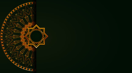 Card design | Floral card design with mandala and shadow | Gradient background with star and hexagonal pattern |  Elegant modern for banner,futuristic,flyer,greeting,decoration with golden color 