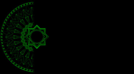 Card design | Floral card design with mandala and shadow | Gradient background with star and hexagonal pattern |  Elegant modern for banner,futuristic,flyer,greeting,decoration with green color 