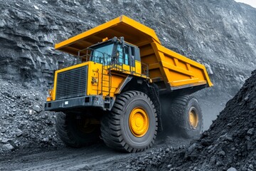 A coal mine with massive excavation machinery digging deep into the earth